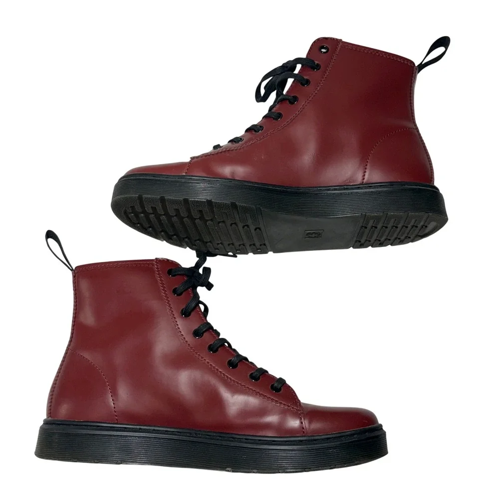 Dr. Martens Mayer Boots Mens 11 Cherry Red Lace Up Lightweight AW004 SK 11 N
